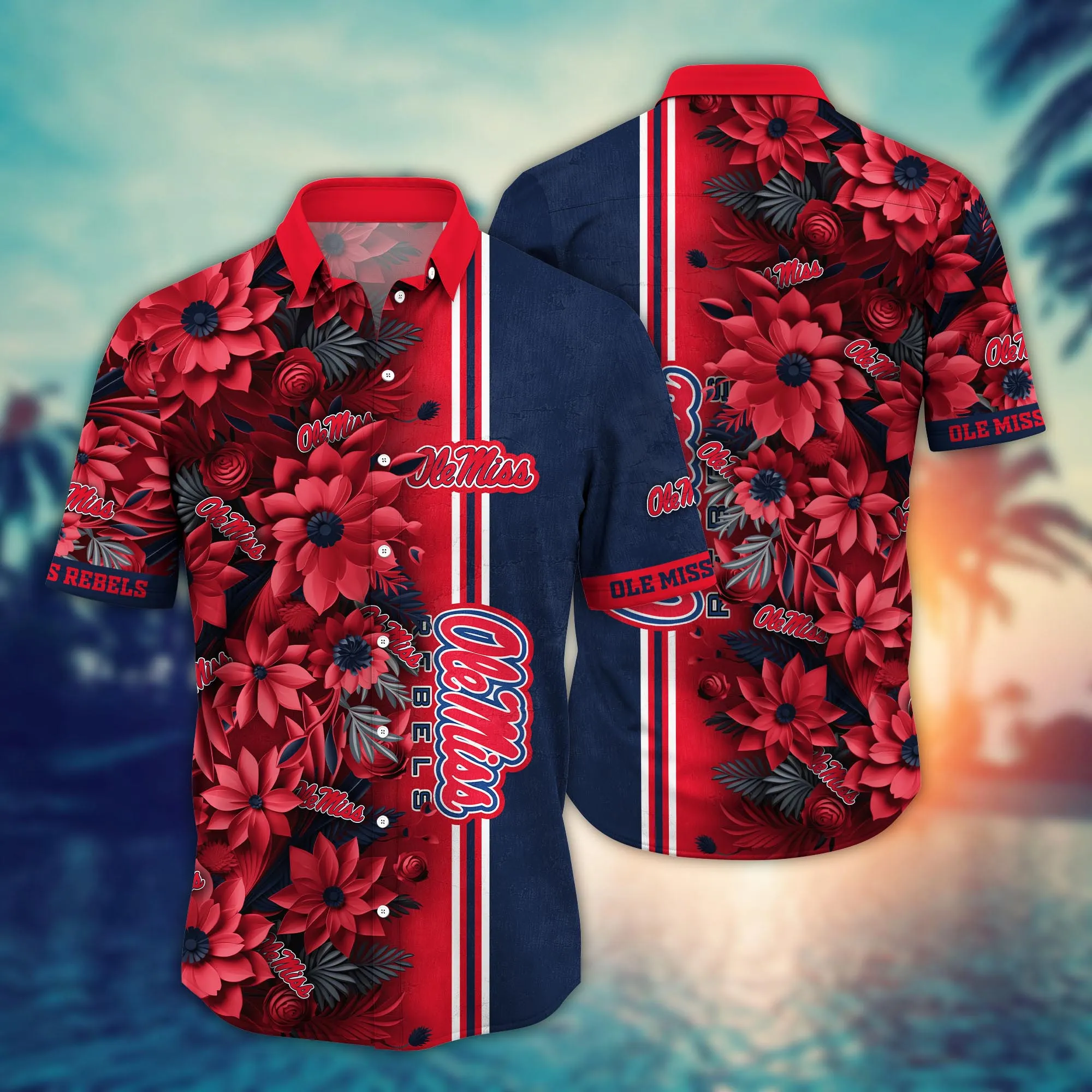 Ole Miss Rebels NCCA Hawaiian Shirt Custom Flip Flops Aloha Shirt