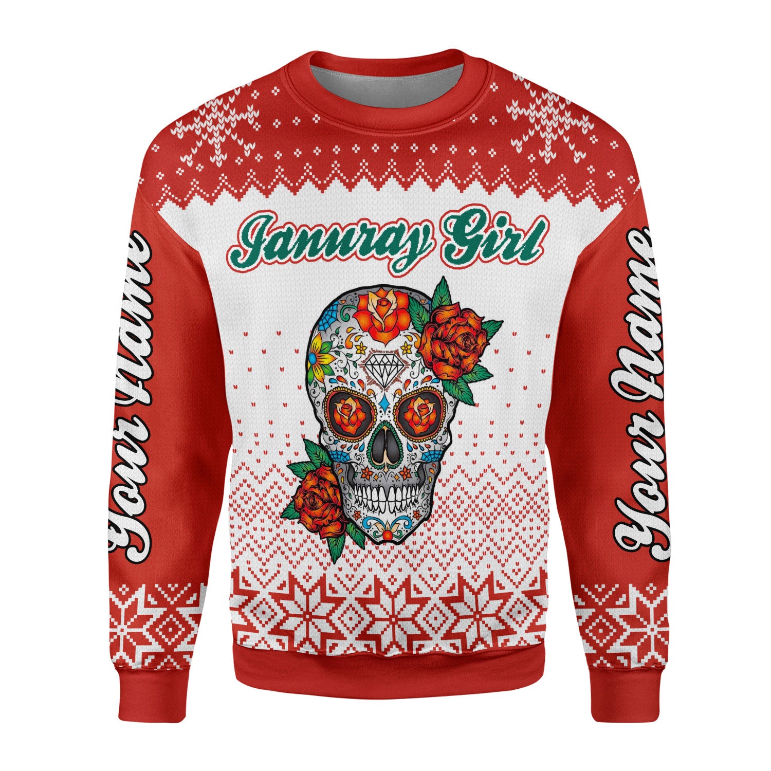 Customspig Personalized Ugly Sweater January Girl 3D All Over Printed