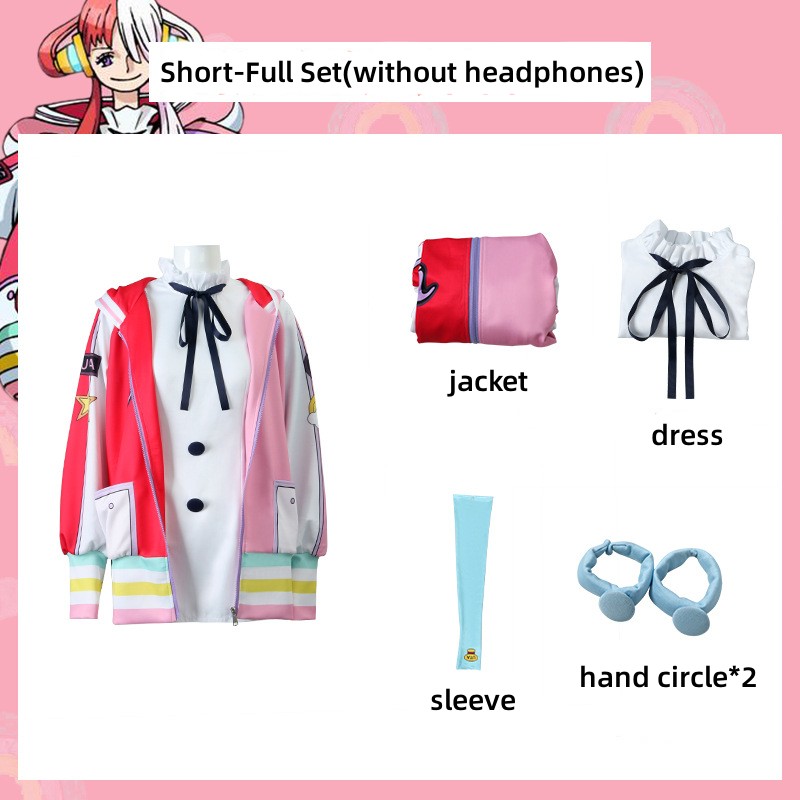 Anime ONE PIECE Uta Cosplay Costume Child Girl Exquisite Beautiful Dress Jacket Earphone Wing Wig Halloween Rave Party Suit alx