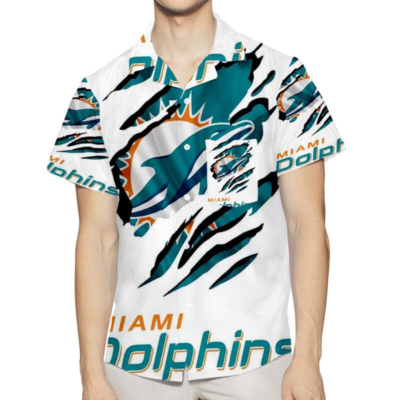 Miami Dolphins Logo Art 3 3D All Over Print Summer Beach Hawaiian Shirt With Pocket