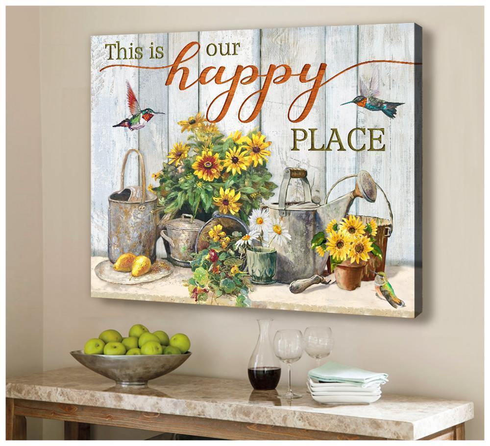 This Is Our Happy Place –  Best Gift Idea, Gift For Home Decor, Gift For Family – Horizontal Canvas Matte Canvas Wall Art