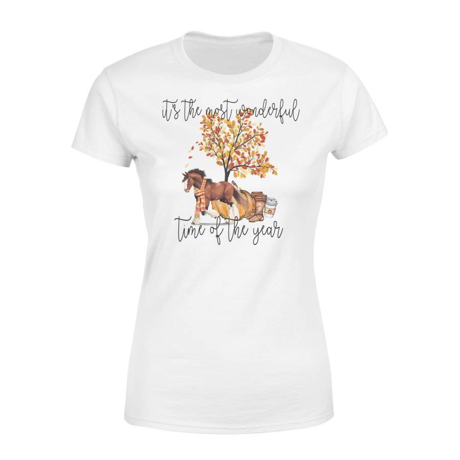 Fall season Clydesdale Horse women T shirt design – IPH705