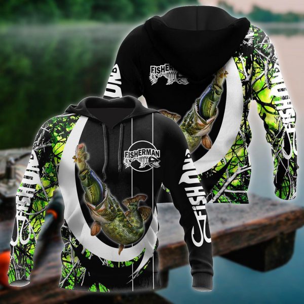 The Great Fish Eats The Small Green Camo Hook 3D Print Shirts