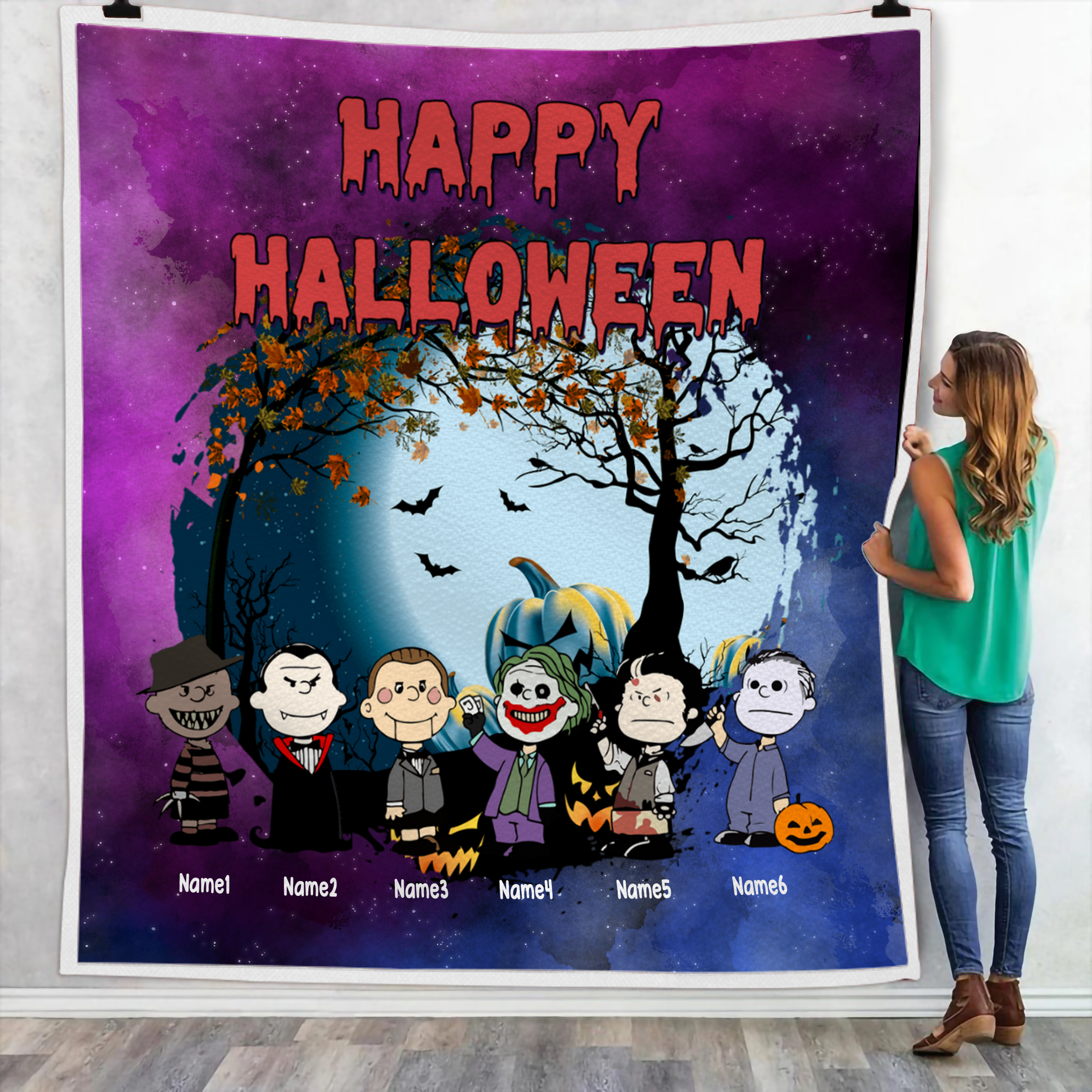 Fleece Blanket Personalized Halloween Happy Halloween Fbl032