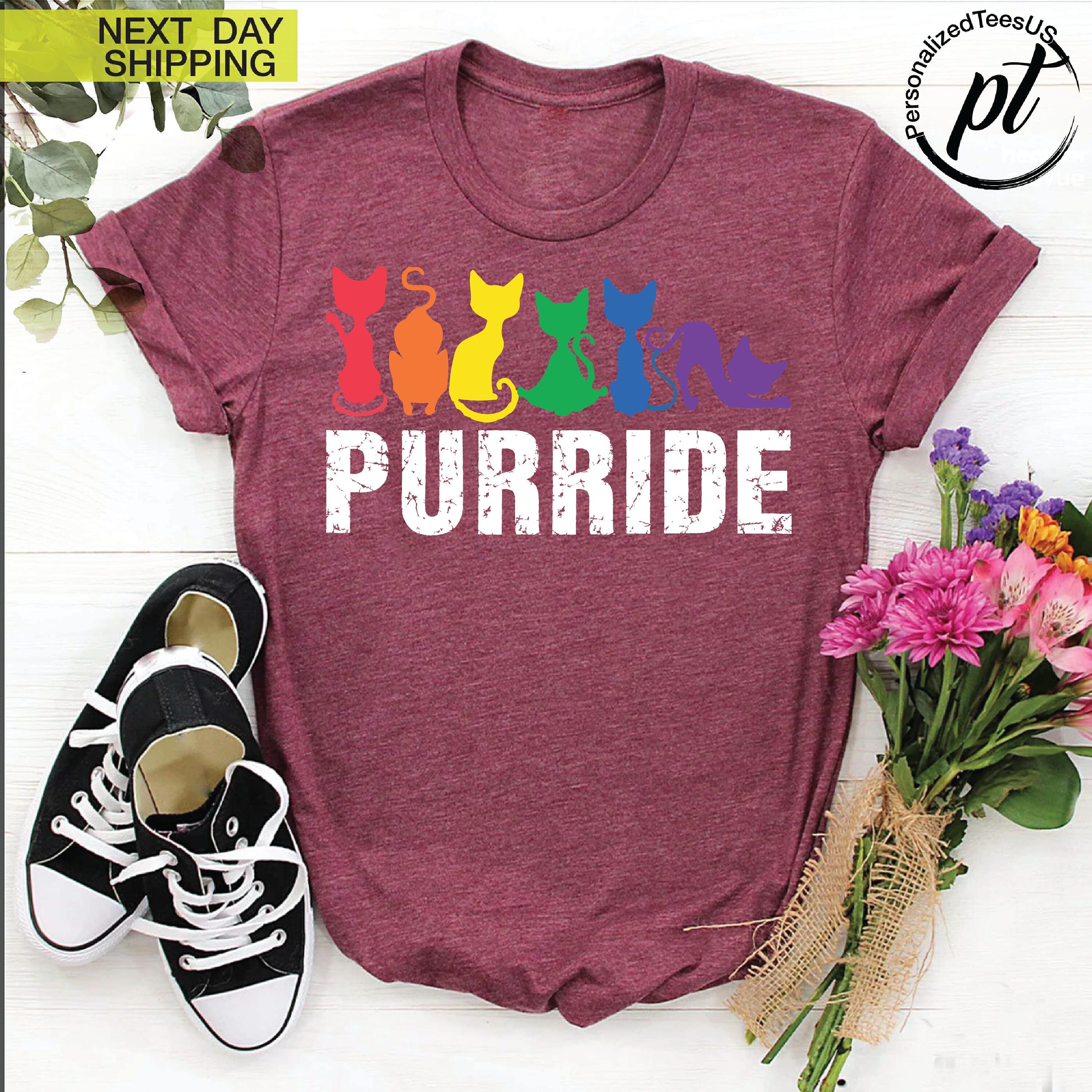 Purride Gay Pride Cat Shirt, LGBT Pride T-Shirt, Lesbian Shirt, Gay Pride LGBTQ Shirt Gift, Rainbow Pride Shirt, Gift For Bisexual, Gay Gift