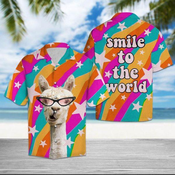 Llama Smile To The World Hawaii Shirt Unisex Adult Ha61843