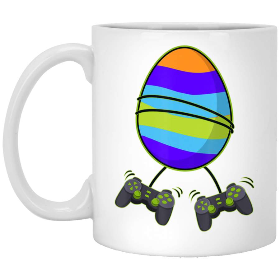 Video Gamer Egg Controllers Easter Day Funny Boys Girls Kids 11oz 15oz White Mug Happy Easter Day Funny Colors Eggs Bunny Ears Peeps Cute