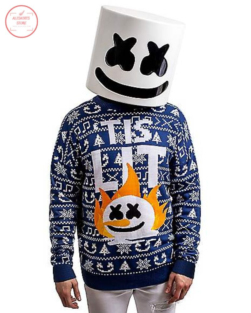 Tis Lit Marshmello Ugly Christmas Sweater