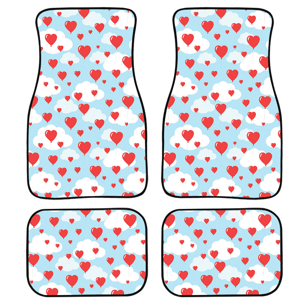 Red Heart Balloon Pattern Print Front And Back Car Floor Mats, Front Car Mat