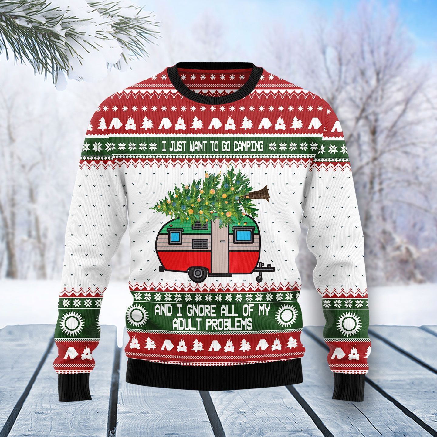 Camping Christmas T1711 Ugly Christmas Sweater