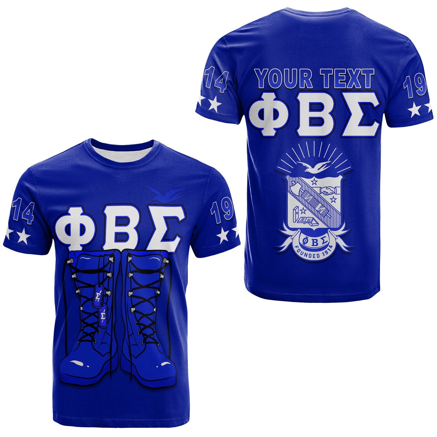 (Custom Personalised) Phi Beta Sigma Boots T-Shirt Blue Lt13