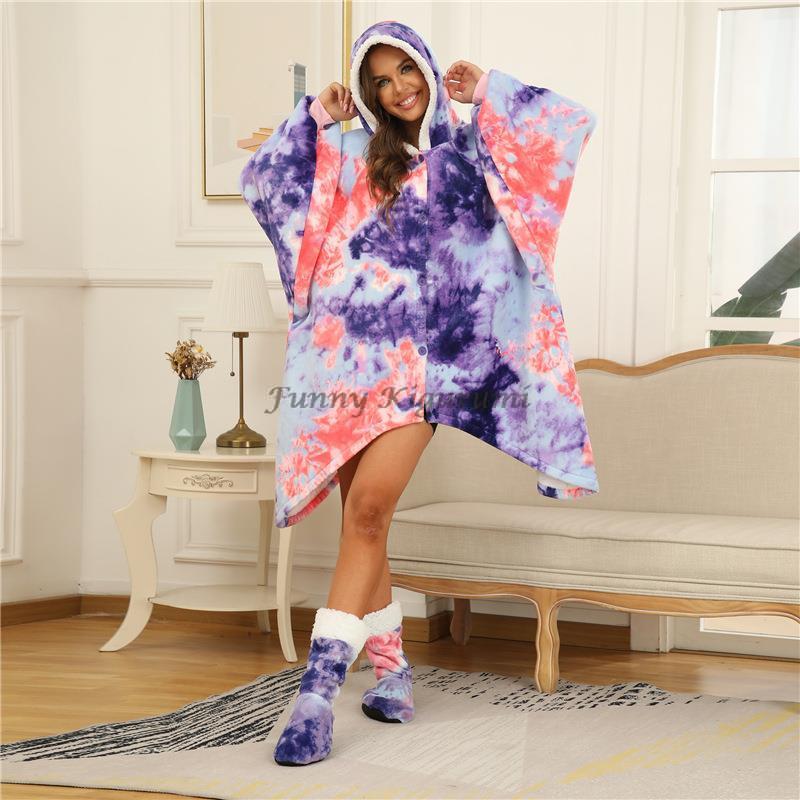 Woman Hoodies with Socks Winter Clothes Female Oversized Hoodies Star Pattern TV Blankets Thick Warm Sweatshirts Pullovers Coats alx