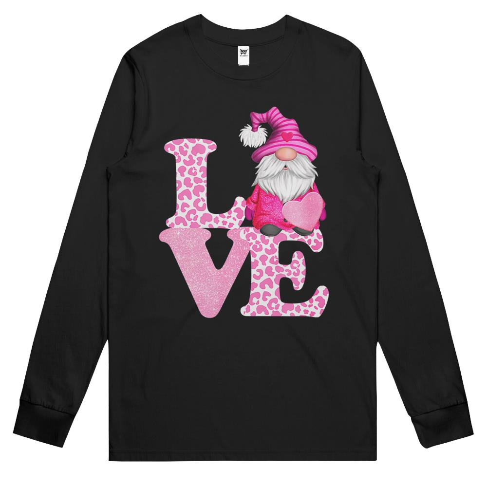 Valentine Gnome Love Pink Leopard Long Sleeve T Shirts