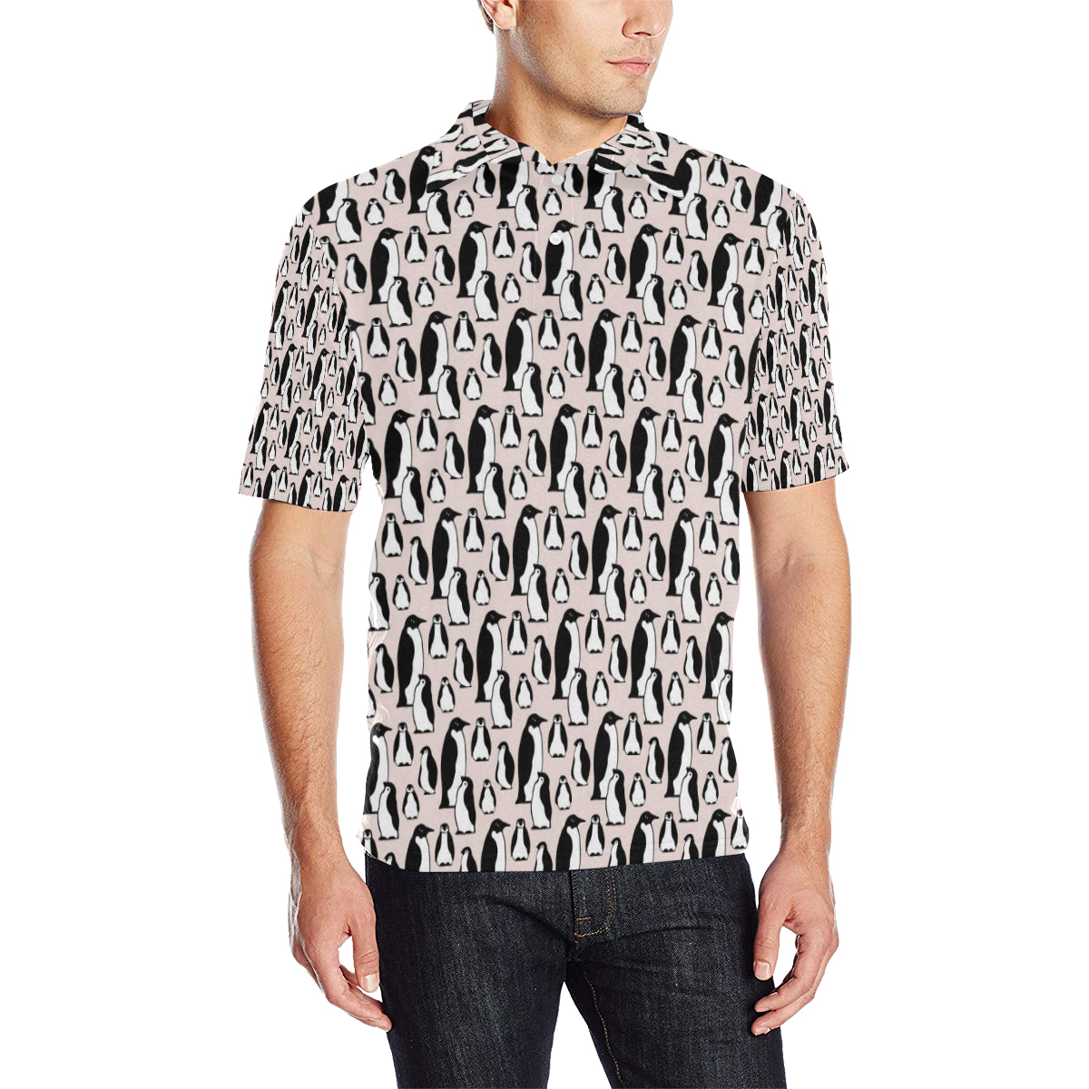 Penguin Themed Men Polo Shirt