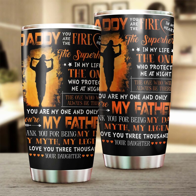 Dad Fire In My Heart Superhero In My Life I Love You Tumbler-Birthday Christmas Gift Father’S Day Gift For Step Dad From Daughter