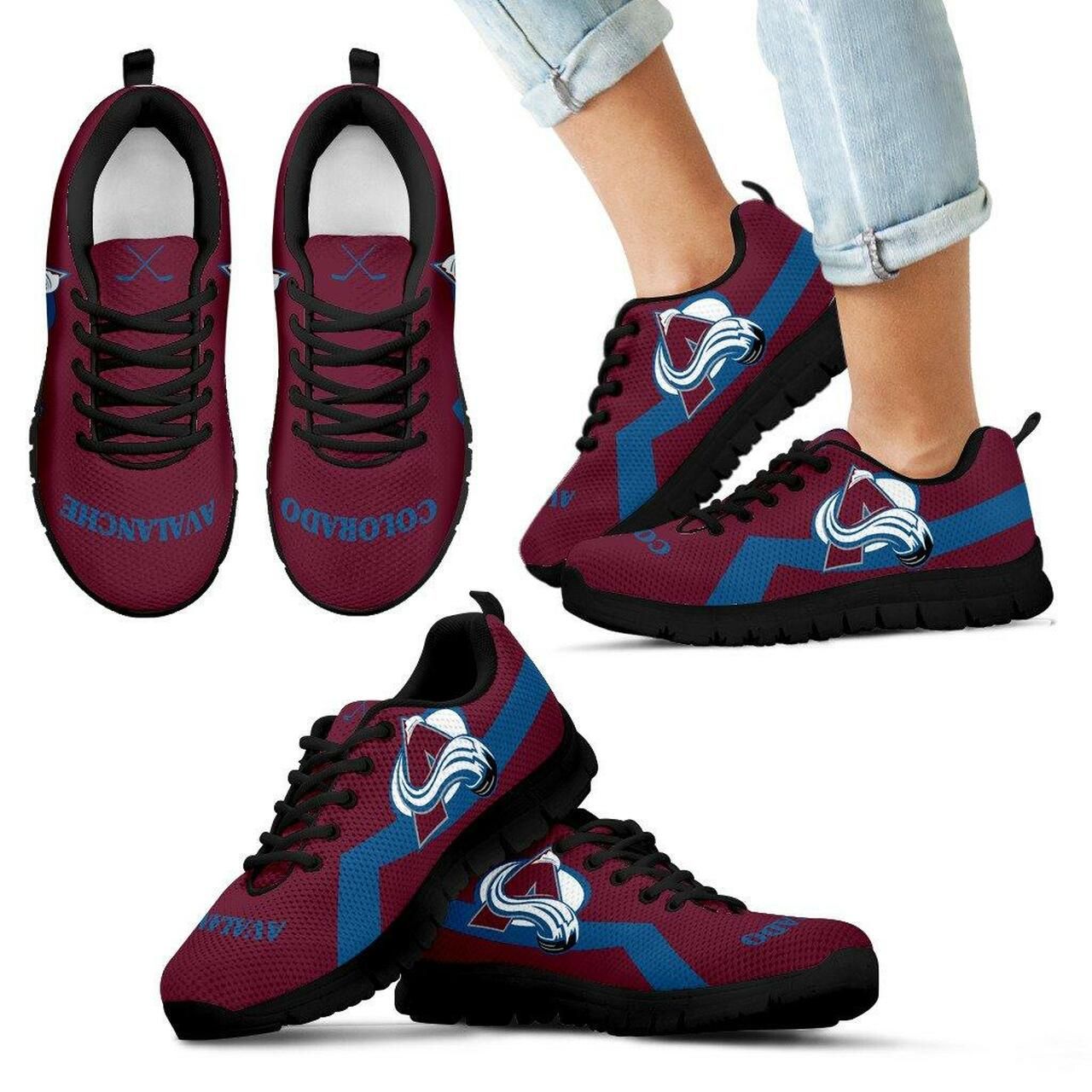 Colorado Avalanche Sneakers Line Logo Running Shoes For Men, Women Shoes11983