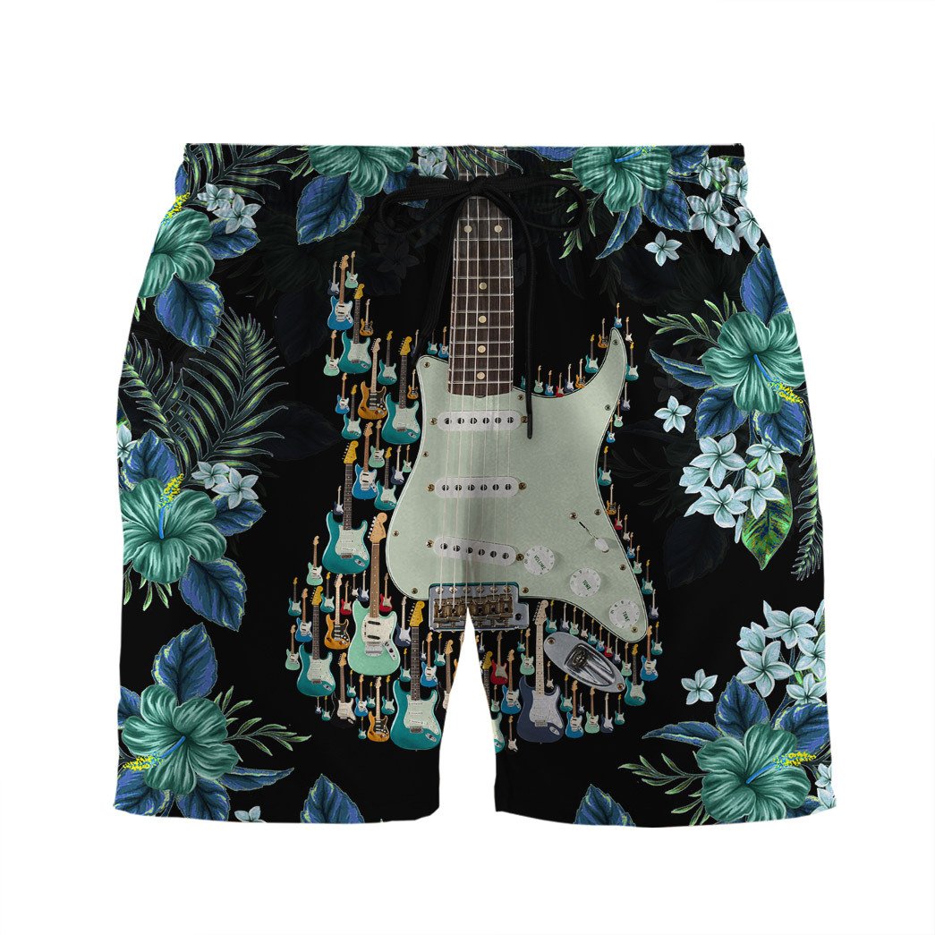 Gearhumans Gearhuman Electric Guitar Hawaiian Custom Beach Shorts Swim Trunks Ha86893