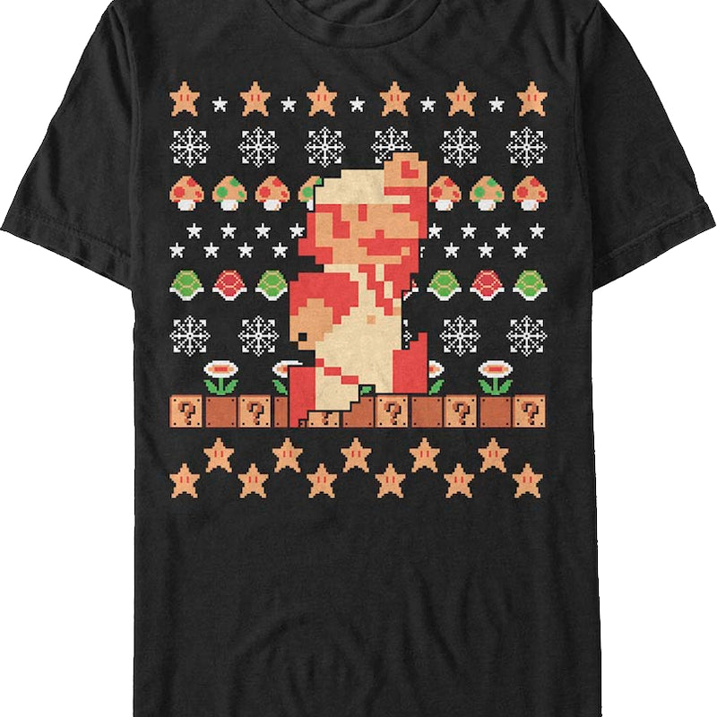 Super Mario Faux Ugly Christmas Sweater Nintendo T-Shirt