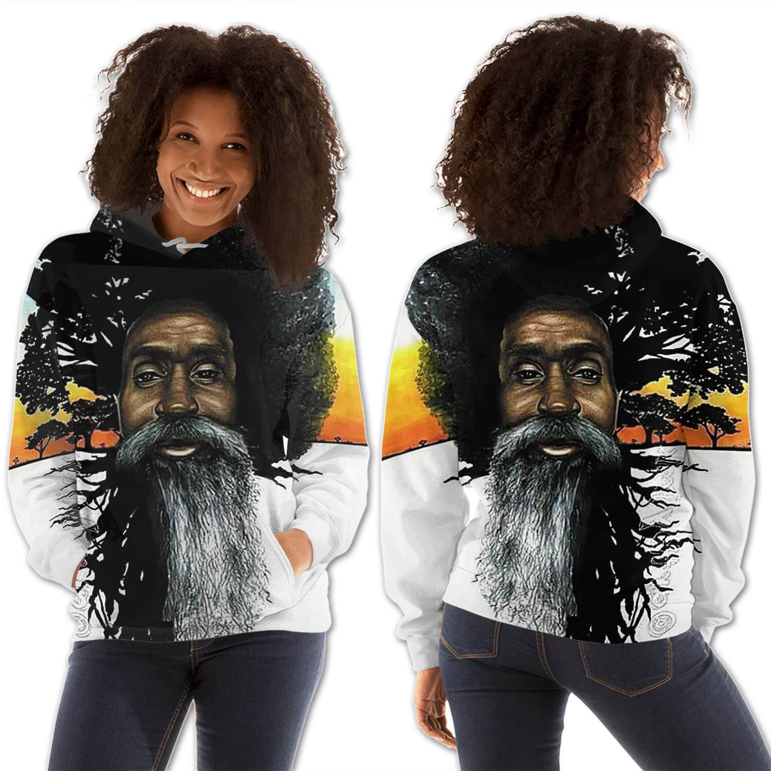 African American Hoodies Cute African American Woman All Over Print Womens Hooded Sweatshirt African Print Styles BPS84849