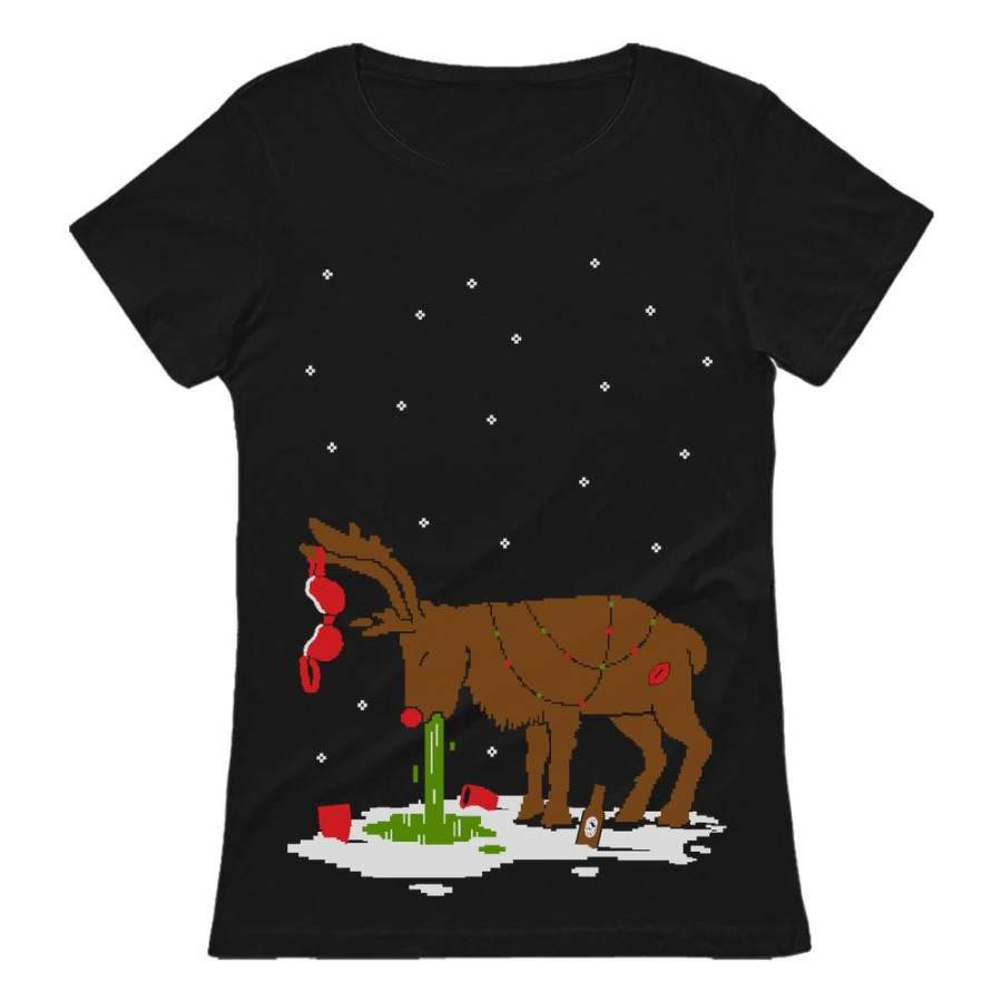 Xmas Reindeer Hangover Ugly Christmas Party Women T-Shirt