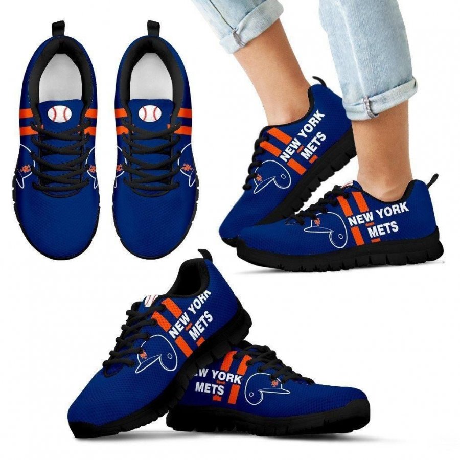 Vertical Two Line Mixed Helmet New York Mets Sneakers #399