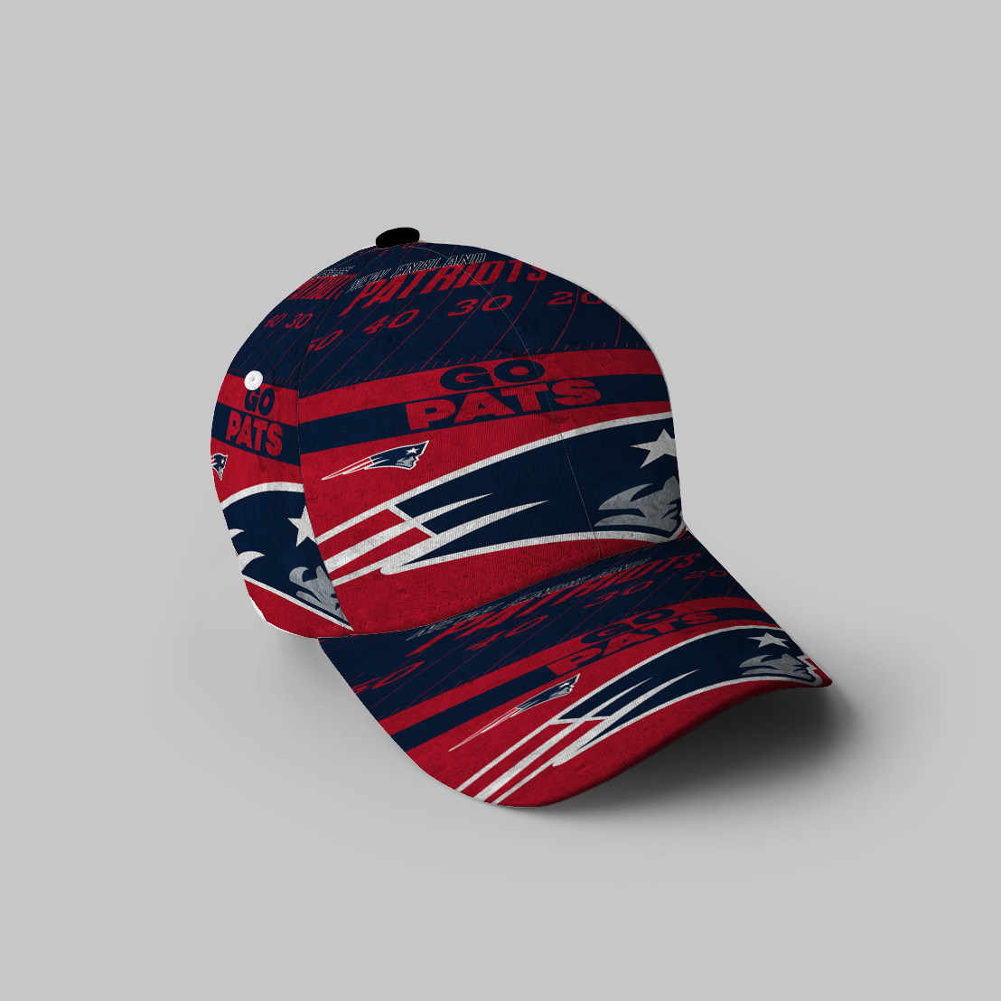 New England Patriots Go Pat Blue Red 3D Printing Baseball Cap Classic Hat