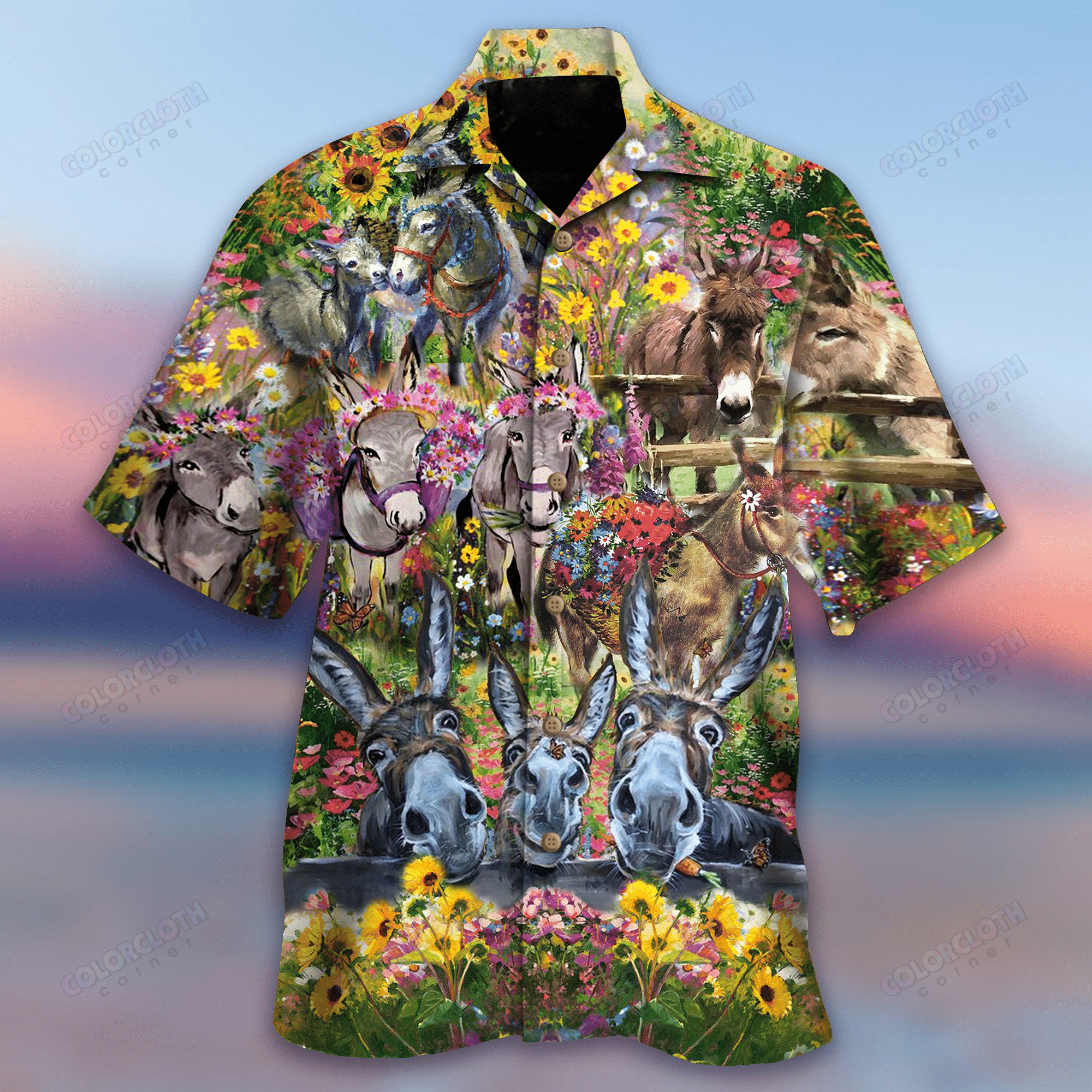 Happy Donkeys In Spring Garden Hawaiian Shirt Ha13368