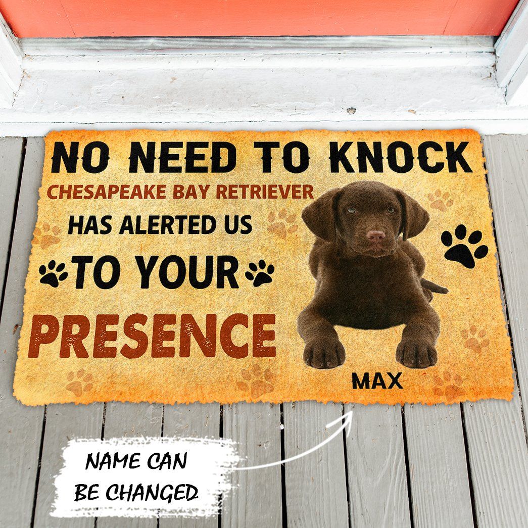 3D No Need To Knock Chesapeake Bay Retriever Dog Custom Name Doormat