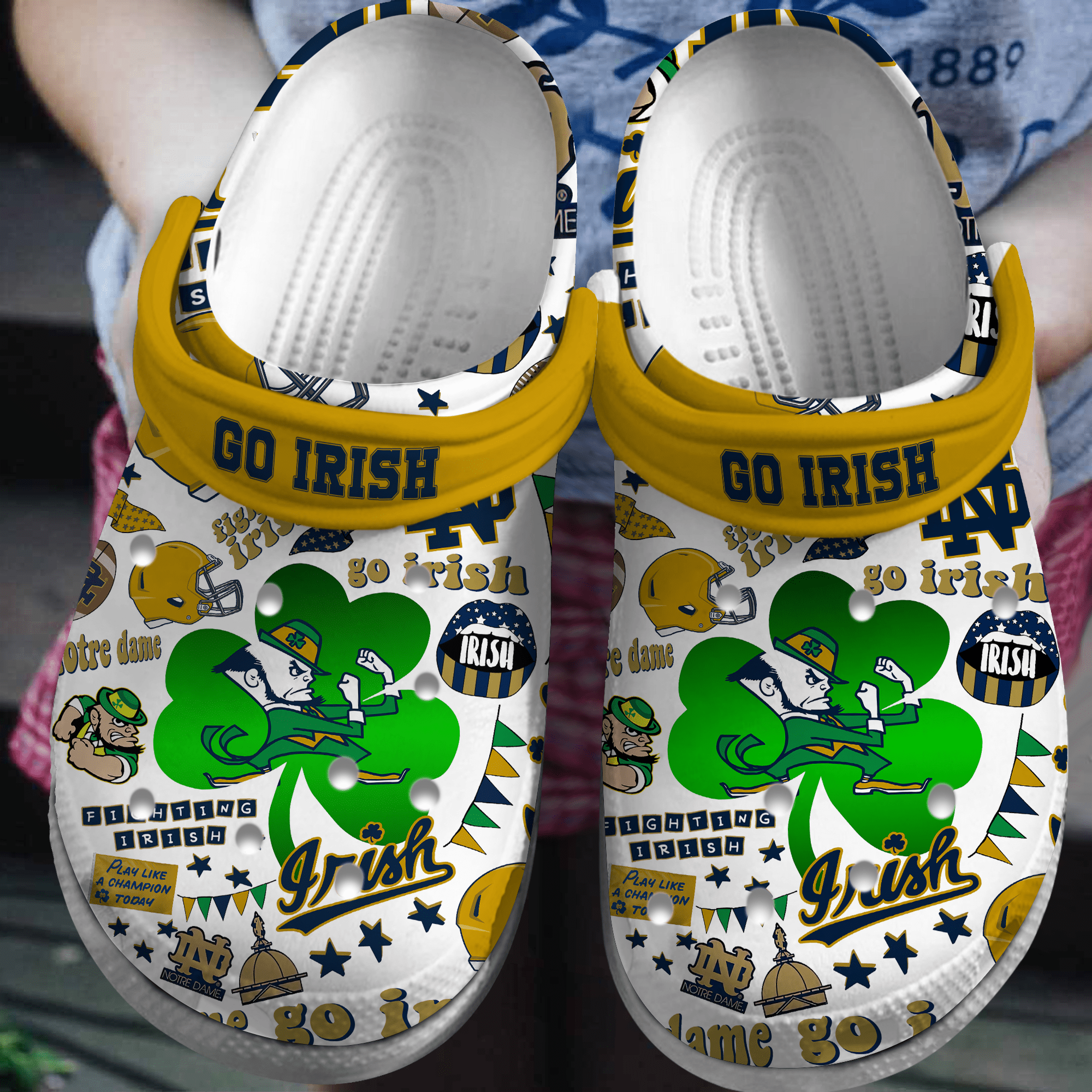 Notre Dame Fighting Irish NCAA Sport Crocss Crocband Clogs Shoes Comfortable For Men Women and Kids