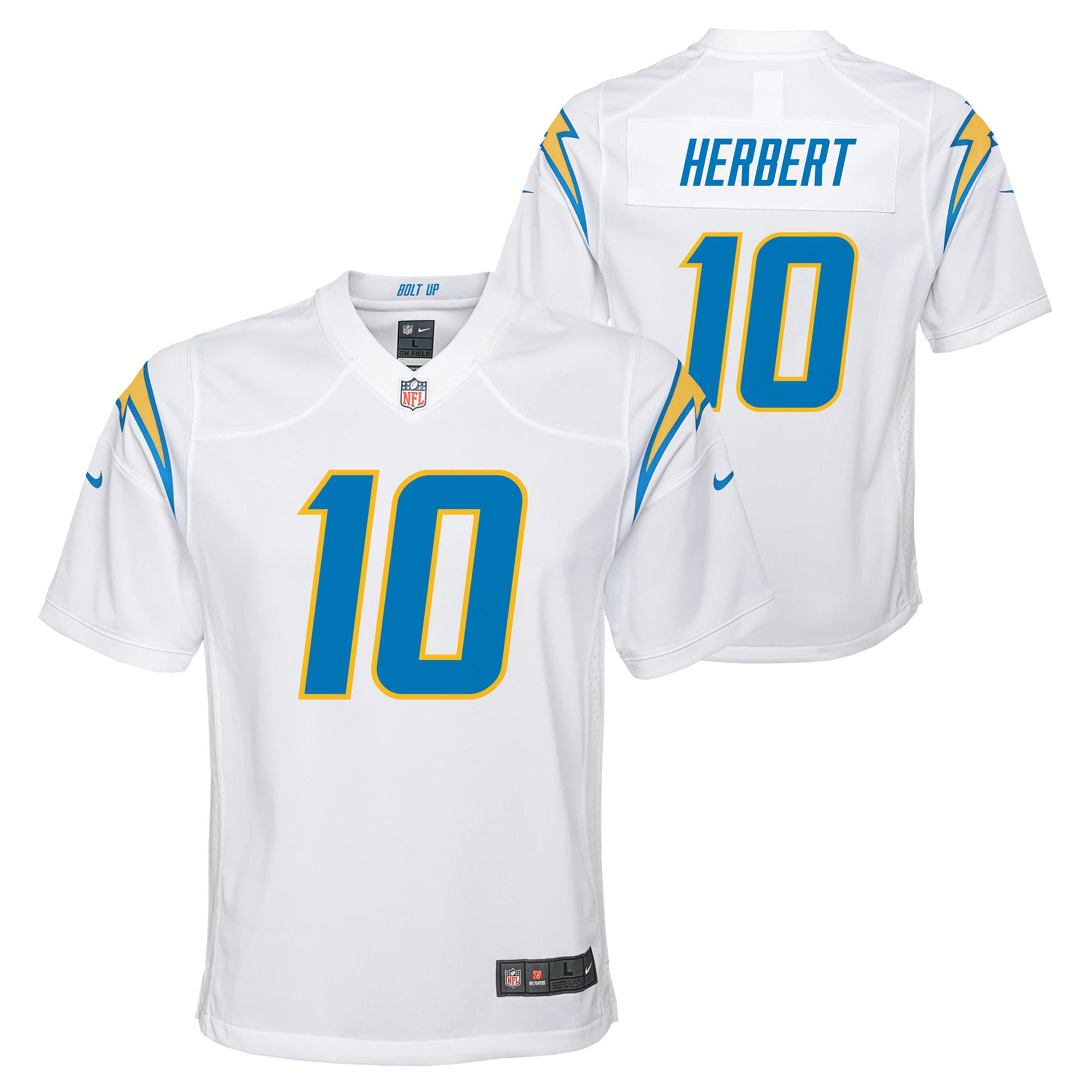 Justin Herbert Los Angeles Chargers Youth Game Jersey – White