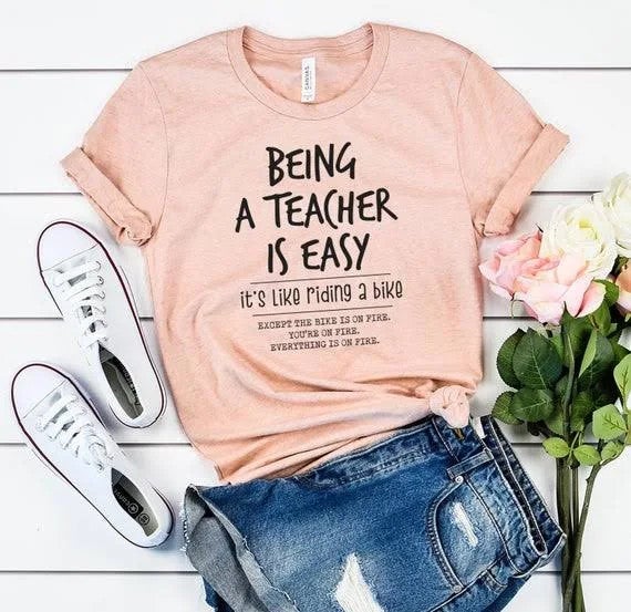 Teacher Being A Teacher is Easy It’s Like Riding A Bike Graphic Unisex T Shirt, Sweatshirt, Hoodie Size S – 5XL