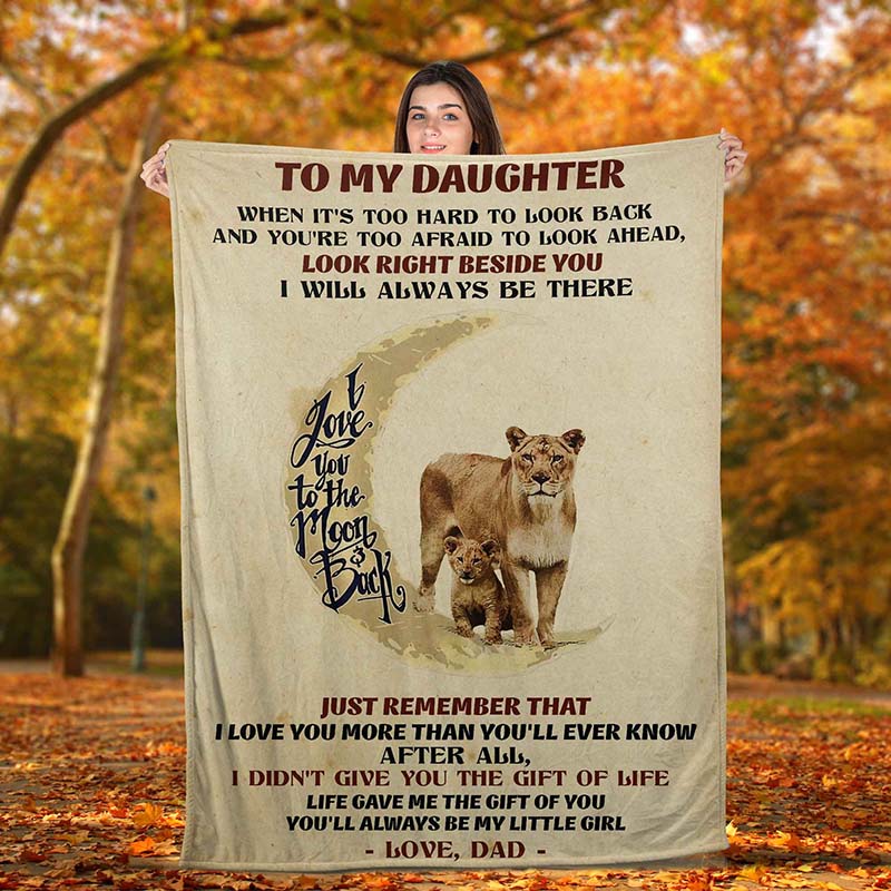 Skitongift Blanket For Sofa Throws, Bed Throws Blanket – Lion – To My Daughter Look Right Beside You-Tt0504