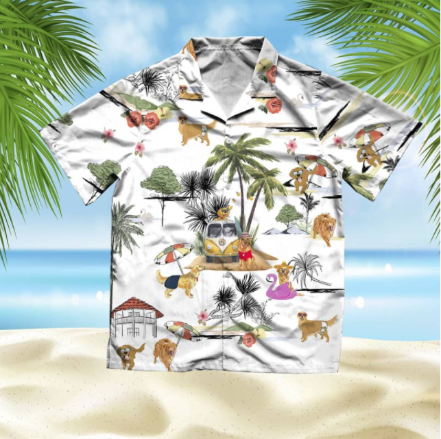 Golden Retriever Beach All Over Printed Hawaiian Shirt Ha90079