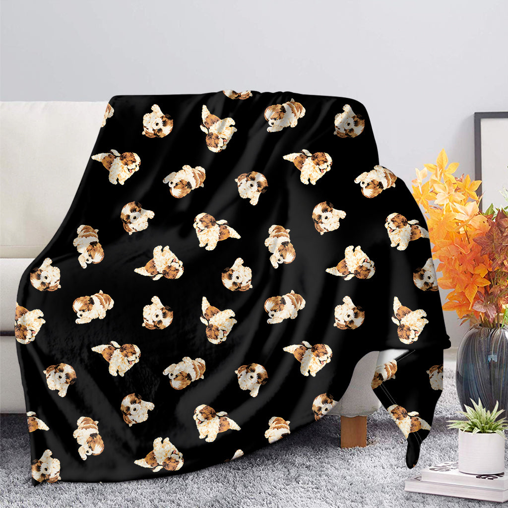 Shih Tzu Puppy Pattern Print Blanket