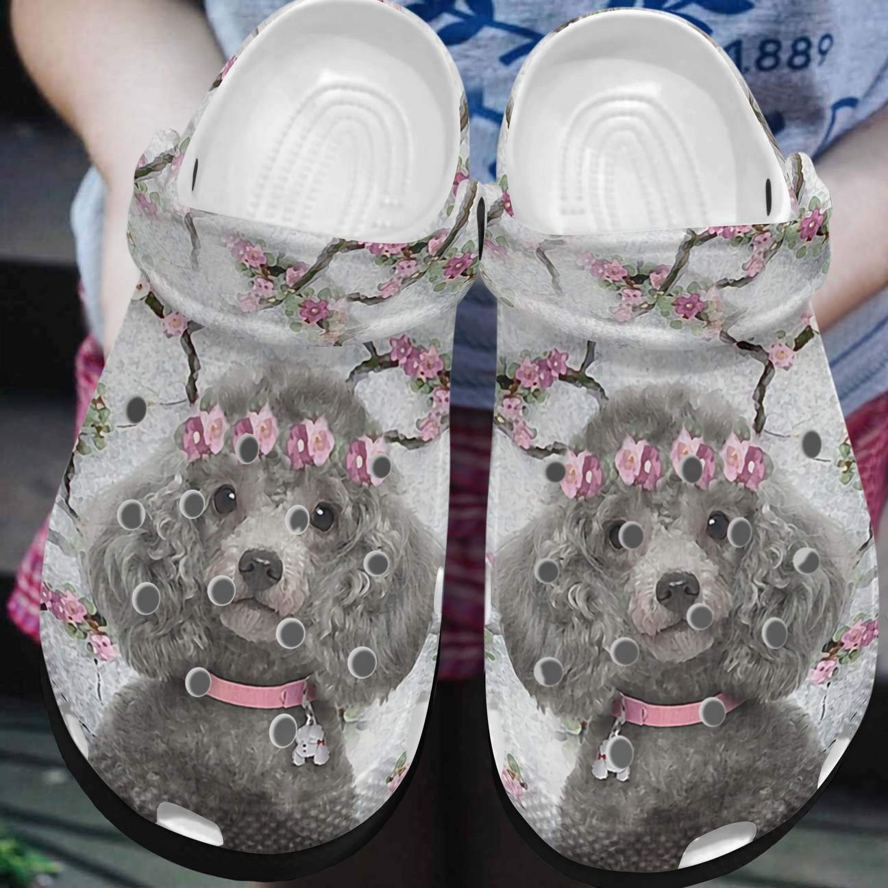 Poodle Personalized Clog, Custom Name, Text, Color, Number Fashion Style For Women, Men, Kid, Print 3D My Floral Poodle