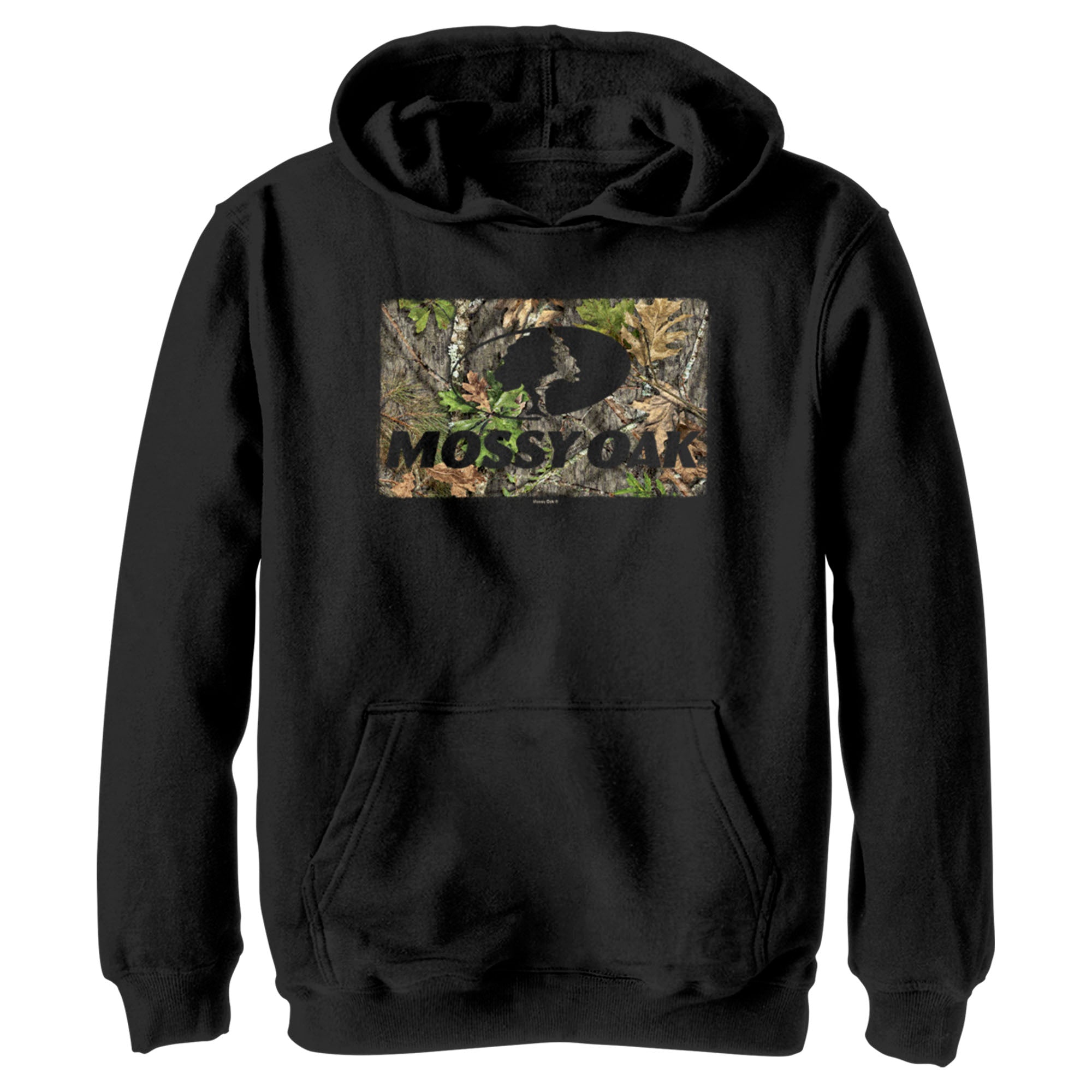 Boy’S Mossy Oak Black In The Woods Logo Pull Over Hoodie