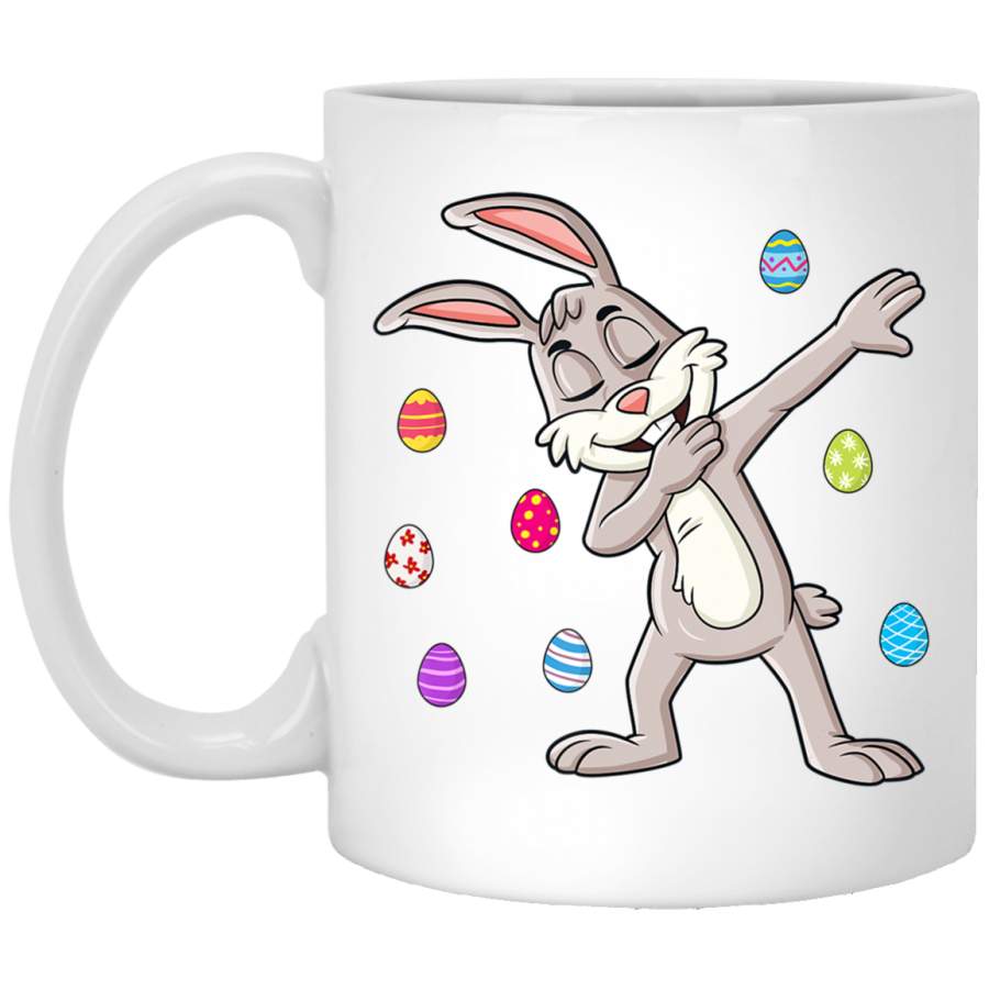 Dabbing Rabbit Easter Day Eggs Dab Boys Girls Kids 11oz 15oz White Mug Happy Easter Day Funny Colors Eggs Bunny Ears Peeps Cute