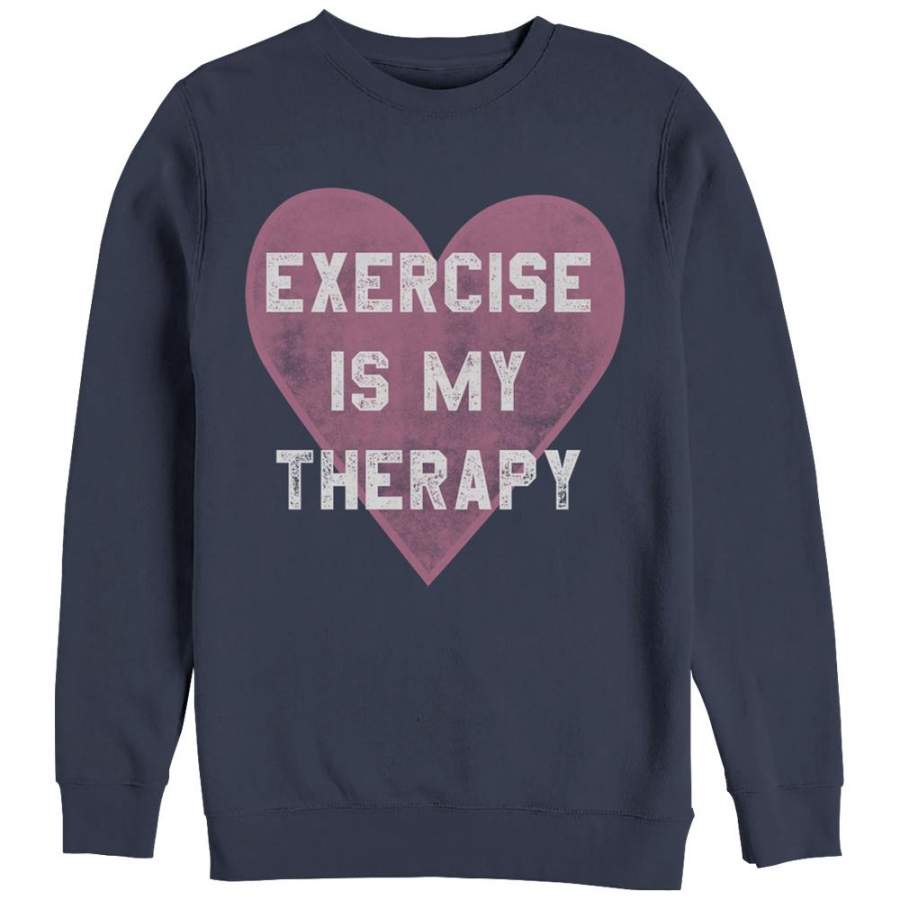 CHIN UP Women’s Exercise is My Therapy  Sweatshirt Navy Blue