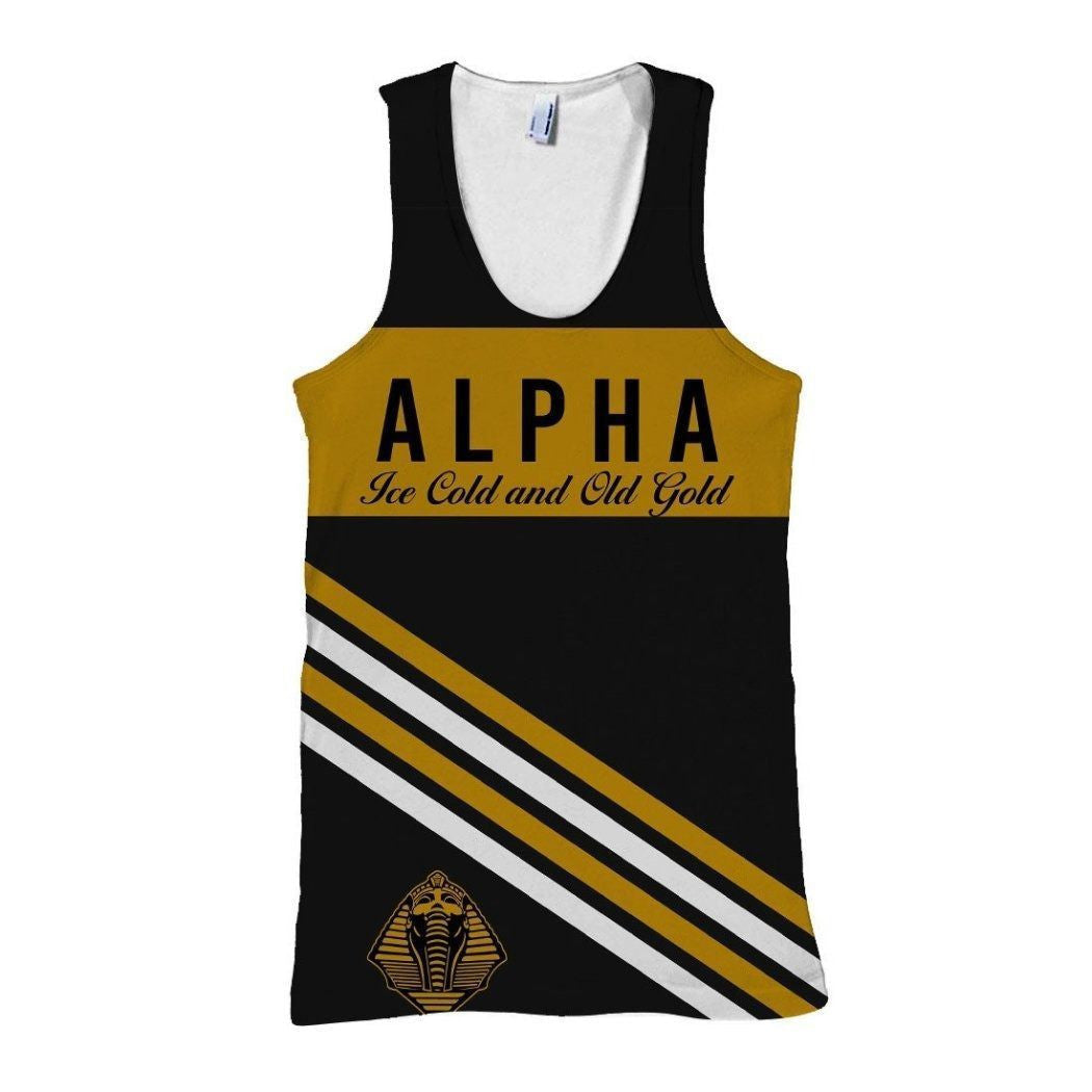 Wonderprint Tank Top  Alpha Phi Alpha Ice Cold And Old Gold Tank Top