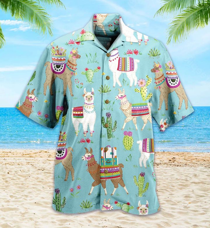 Llama Flower Cactus Green Vintage Hawaii Shirt Ha53174