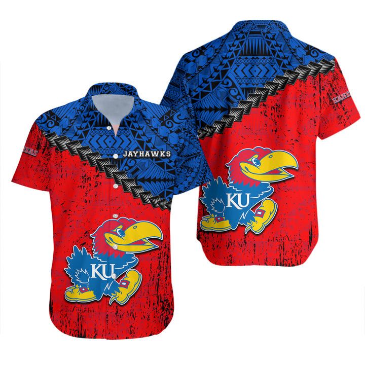 NCCA Kansas Jayhawks Blue Red Hawaiian Shirt V3 Aloha Shirt