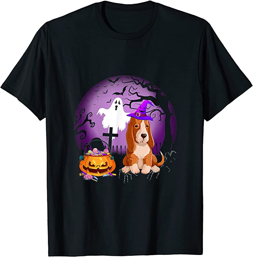 Basset Hound Dog Candy Pumpkin Halloween Lover T-Shirt