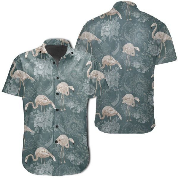 Tropical Flamingos And Tropical Plants Hawaiian Shirt