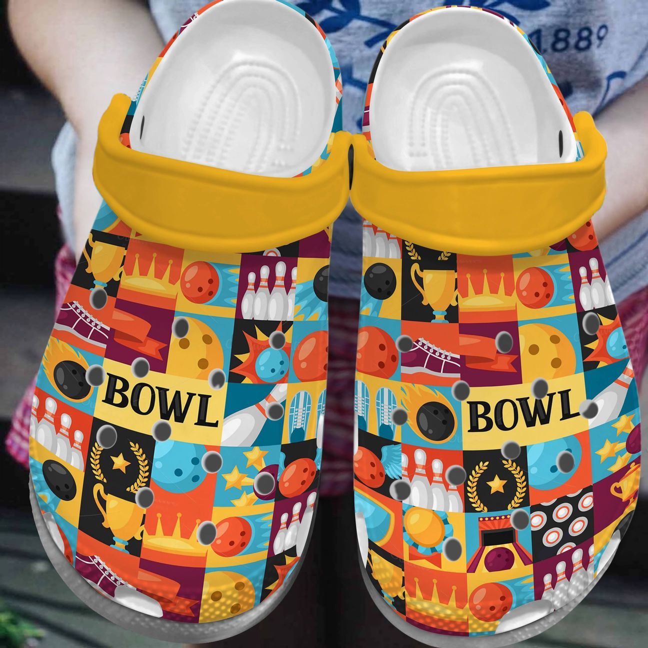 Bowling Personalized Clog, Custom Name, Text, Color, Number Fashion Style For Women, Men, Kid, Print 3D Colorful Bowling