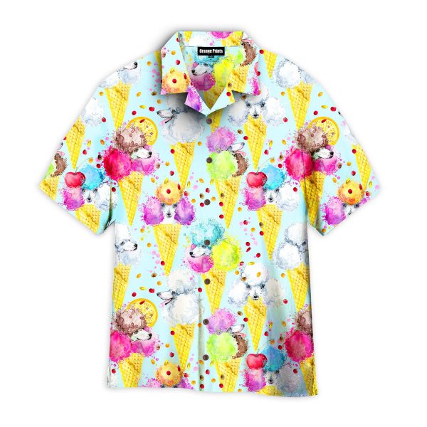 Watercolor Sweat Dog Ice Cream Hawaii Shirt For Men Women Ha48447