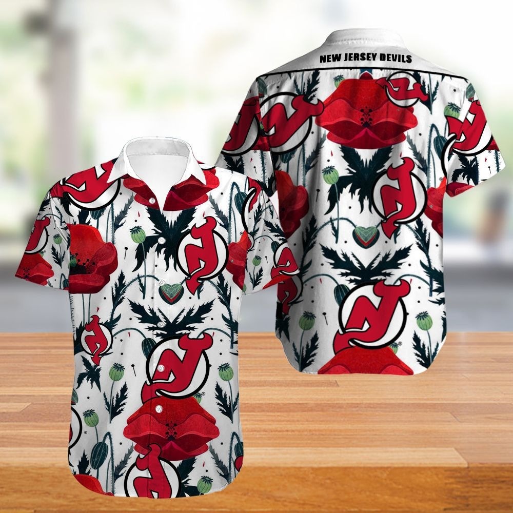 New Jersey Devils Hawaiian Shirt Tropical Flowers Summer For Fans