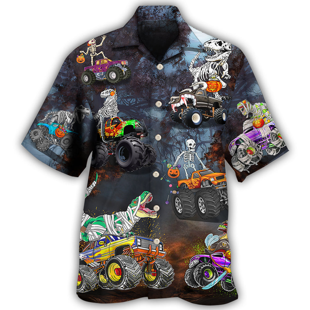 Halloween Skeleton Dinosaur Driving Monster Truck Hawaii Shirt Ha77656