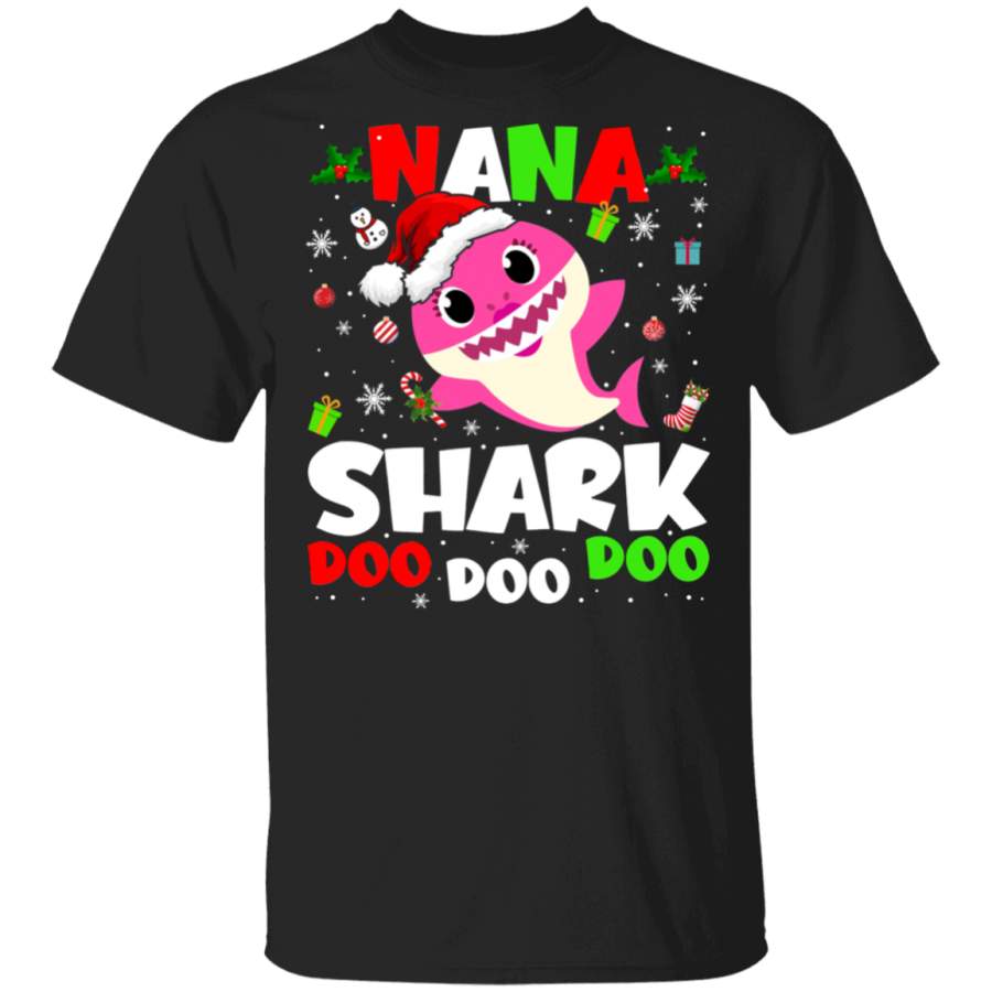 Christmas Shark Lover Shirt Nana Shark Doo Doo Doo Funny Christmas Santa Shark Kids Video Baby Matching Family Gifts T-Shirt