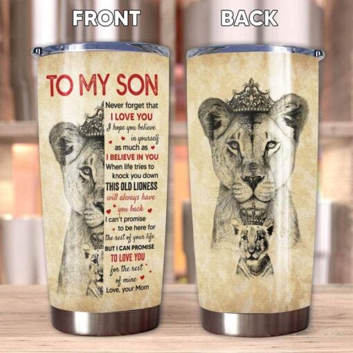 To My Son Lion Never Forget That I Love You Stainless Steel Tumbler