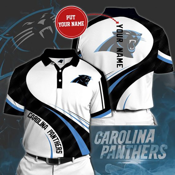 Gift For Him Gift For Husband Carolina Panthers Custom Name Polo Shirt